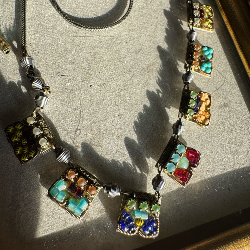 Ayala Bar Colorful Mosaic Pendant collar Necklace